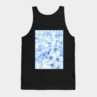 Sea Turtle Babies in the Ocean Watercolor Design Tank Top